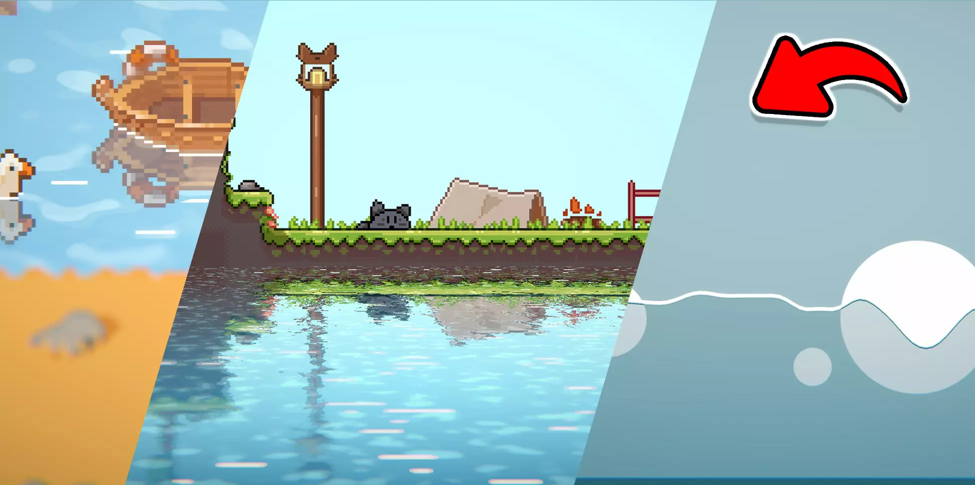 Hero banner showing water in a game scene with reflections